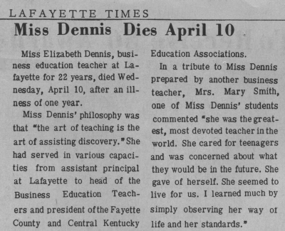 In Memoriam; Lafayette TIMES: May 14, 1968