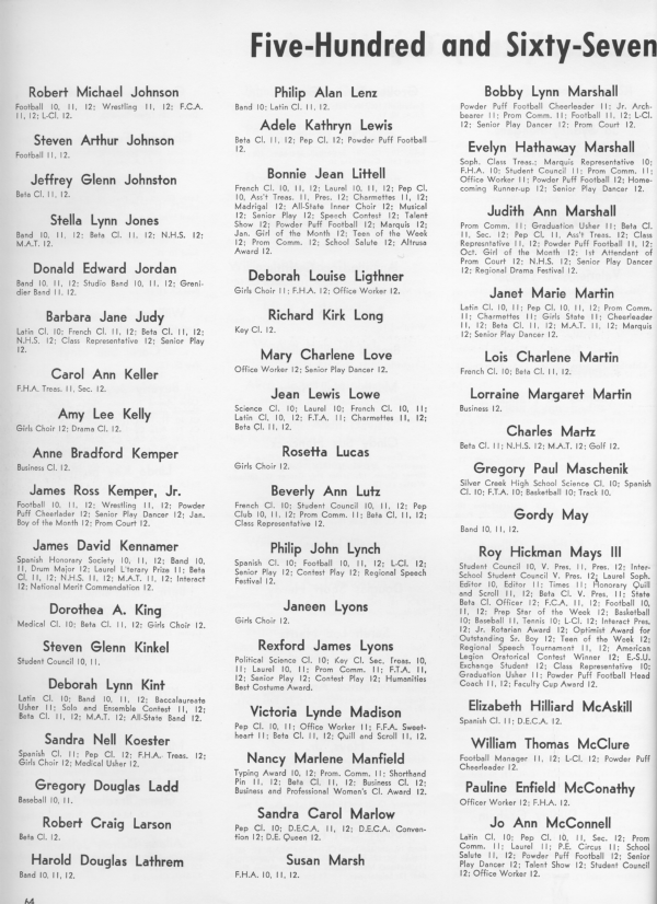 Lafayette 1969 Senior Directory