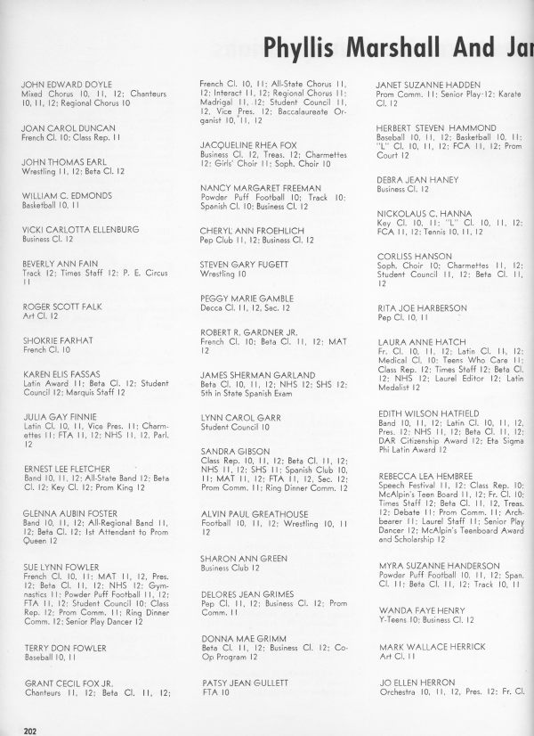 Lafayette 1970 Senior Directory