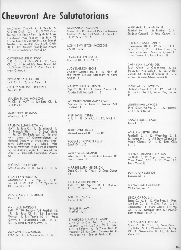 Lafayette 1970 Senior Directory