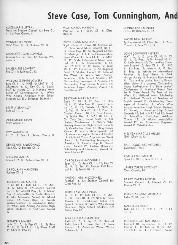 Lafayette 1970 Senior Directory