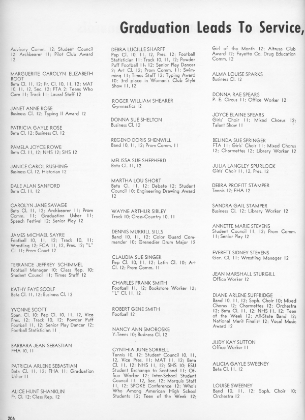 Lafayette 1970 Senior Directory