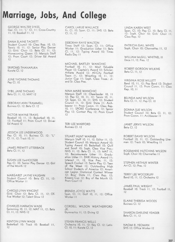 Lafayette 1970 Senior Directory