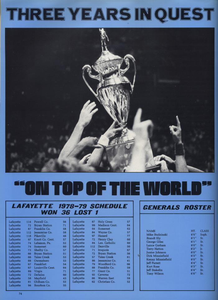 LHS Basketball 1978-79, page 1